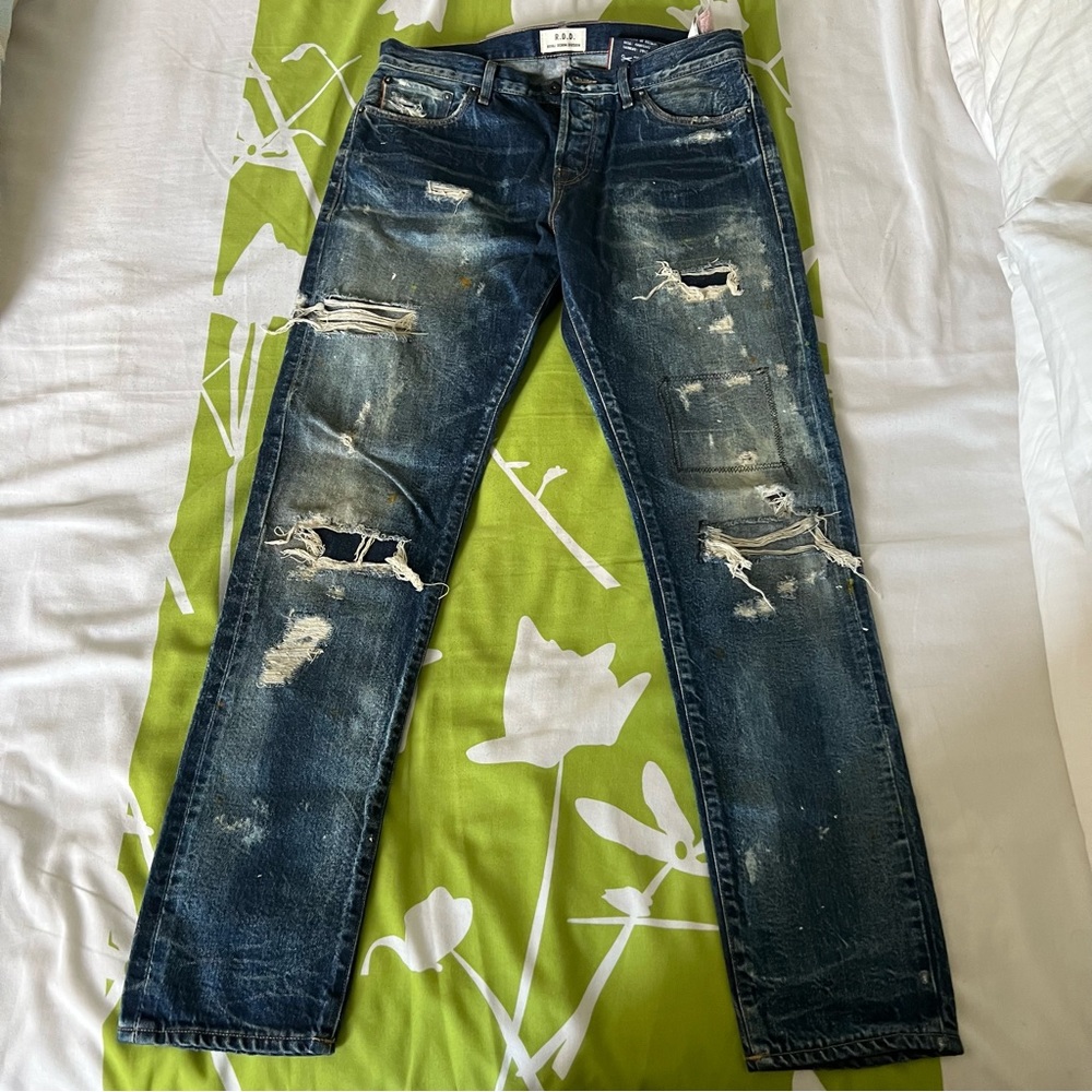 RDD by JACK & JONES | Comfort selvage button fly distressed denim jeans SIZE 31